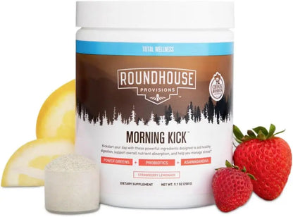 by Chuck Norris Morning Kick, Greens Superfood Powder Supplement with Ashwaganda, Collagen, Probiotics, Supports Energy Levels, 30 Servings (Strawberry Lemonade) SFK USA